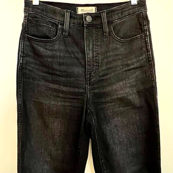 MADEWELL SIZE 25 HIGH RISE SLIM STRAIGHT LEG RICHGROVE BLACK WASH DENIM JEANS - Picture 7 of 12